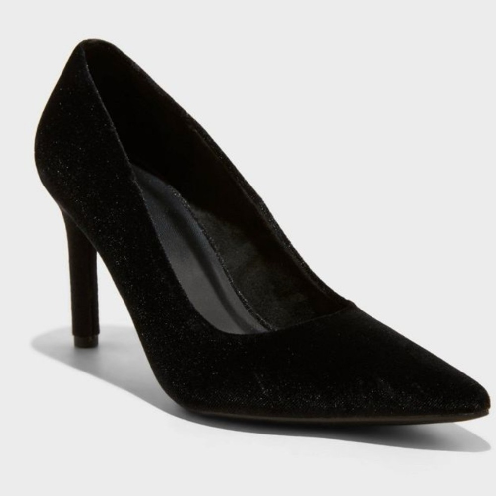 A New Day Elegant Black Velvet Stiletto Tara Heels Size 9